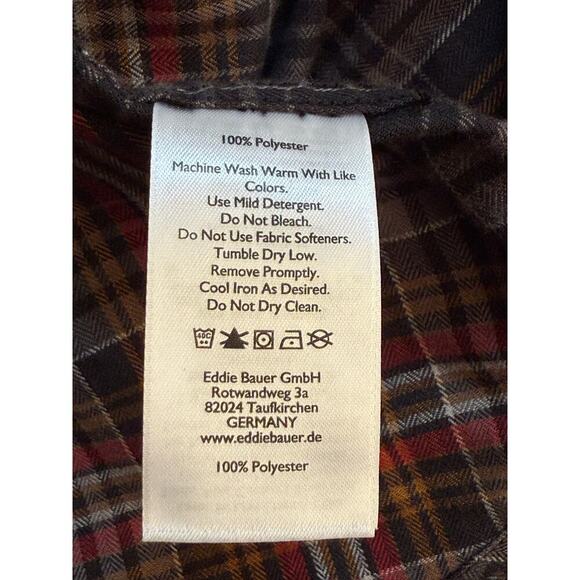 Eddie Bauer Gray/Red Flannel Shirt Men's Large Classic Fit Button Up Long Sleeve - Picture 6 of 6